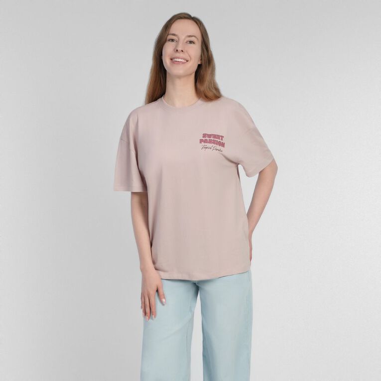 H&H Women's Short Sleeve Boyfriend Graphic Tee, Purple Light, hi-res