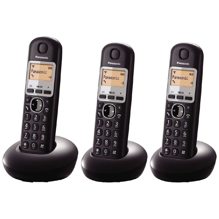 Panasonic KXTGB213NZB Triple Cordless Handset Black Black Black The