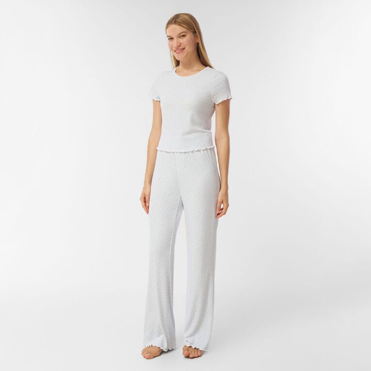 H&H Women's Pointelle Pyjama Pants, White, hi-res