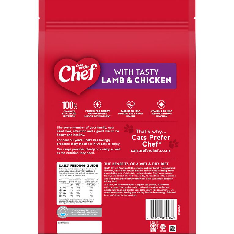 Chef With Tasty Lamb And Chicken Cat Food 2kg, , hi-res