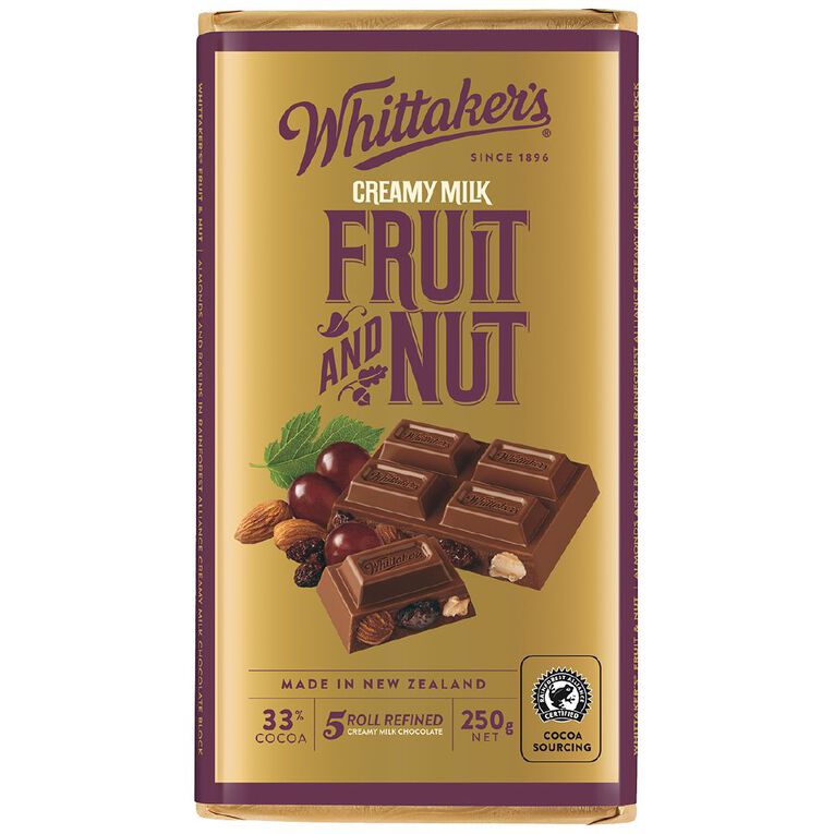Whittaker's Fruit and Nut Block 250g, , hi-res