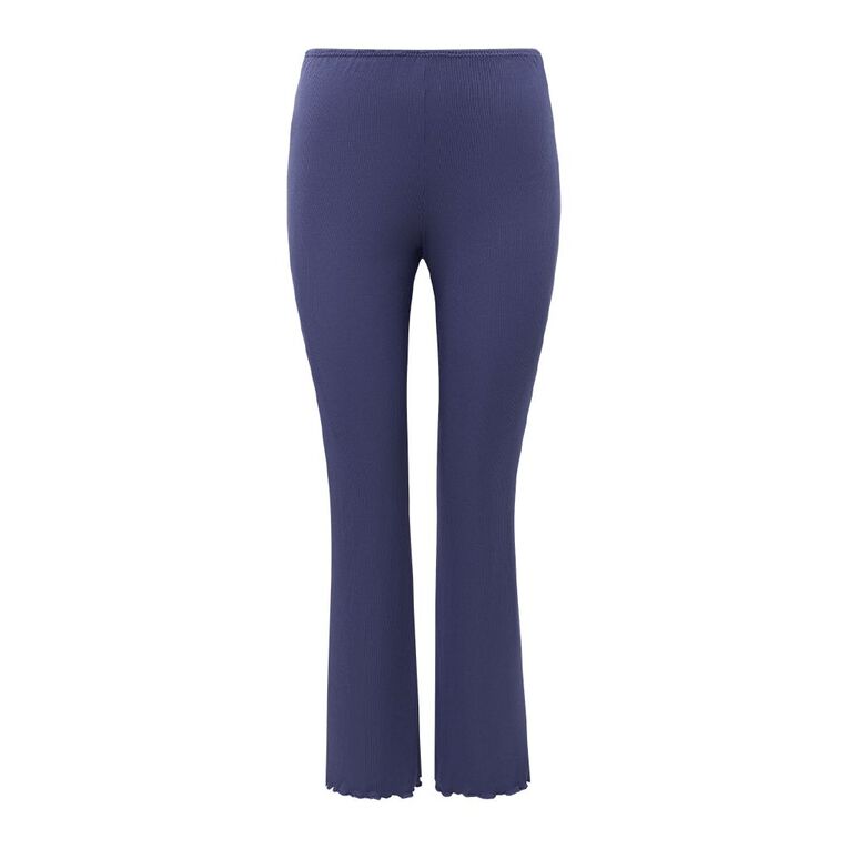 H&H Women's Rib Pyjama Pants, Blue Mid, hi-res