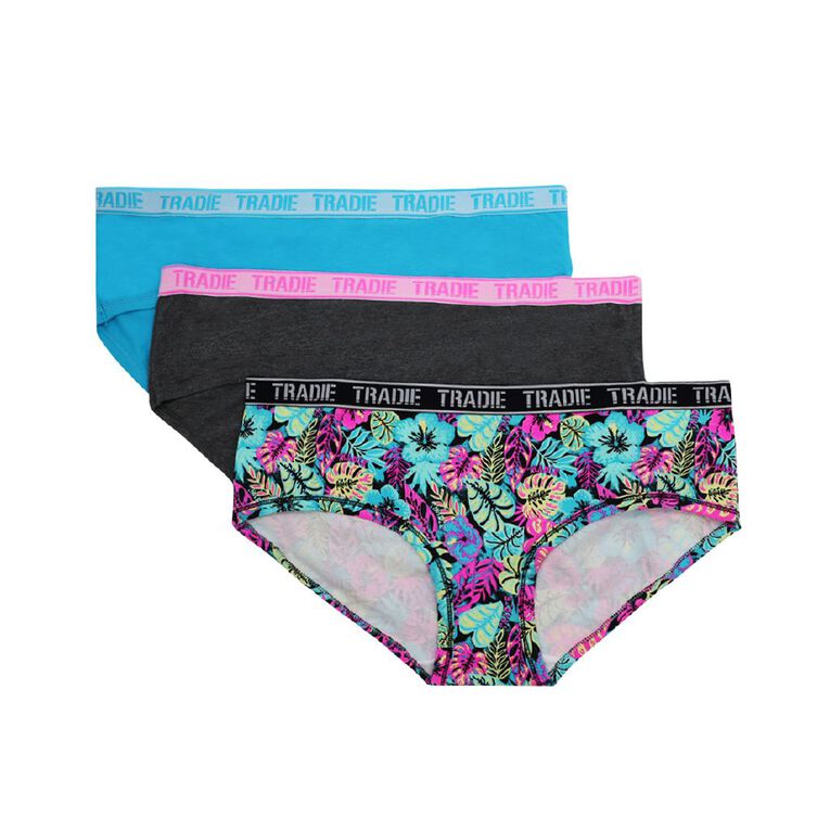 Tradie Women's Curve Boyleg 3 Pack, Teal Tradie Women's Curve Boyleg 3 Pack, Teal, hi-res