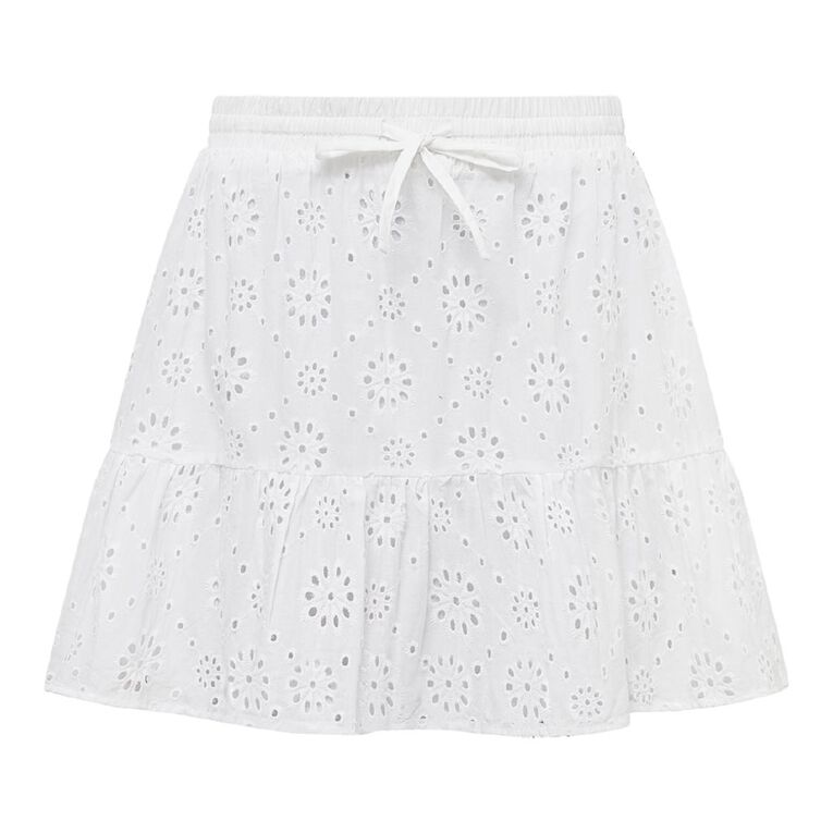H&H Women's Broidery Tiered Mini Skirt, White, hi-res