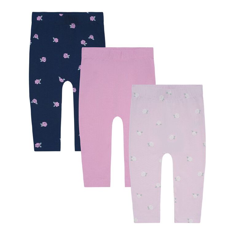 Young Original Babies' Print Leggings 3 Pack, Pink Light, hi-res