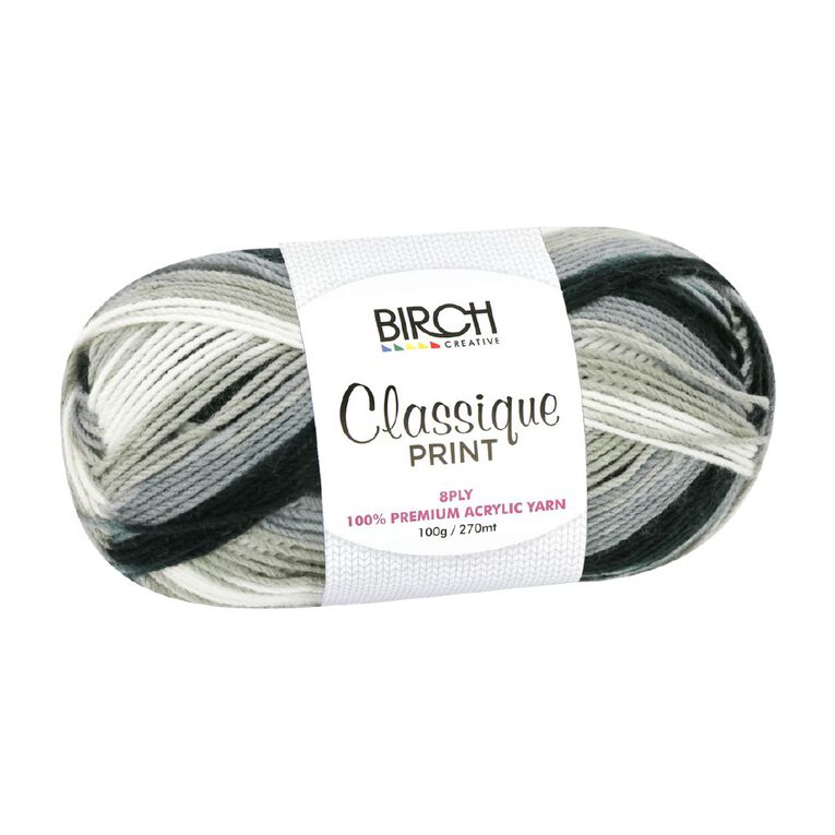 Birch Classique Yarn Prints 100% Premium Acrylic 100G 8Ply Shadow, , hi-res