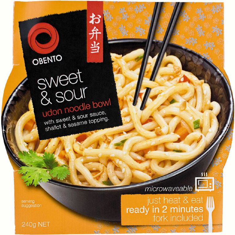Obento Sweet & Sour Udon Noodle Bowl 240g, , hi-res