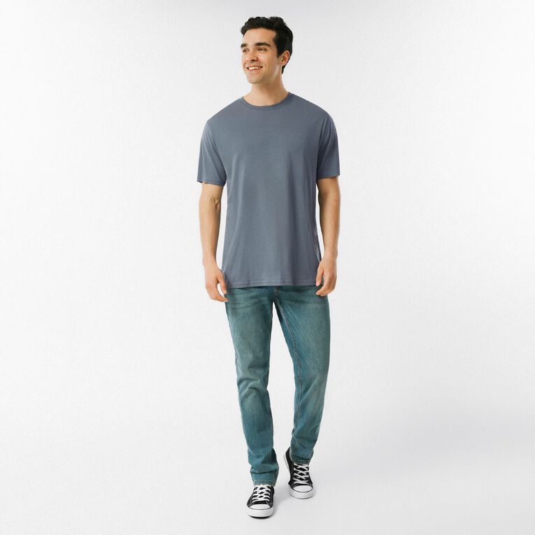 H&H Men's Regular Fit Crew Neck Tee, Blue Mid, hi-res