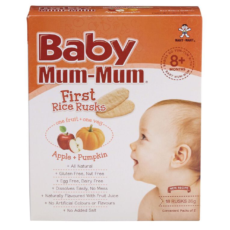 Baby Mum-mum Rice Rusks Apple and Pumpkin Flavour 36g, , hi-res