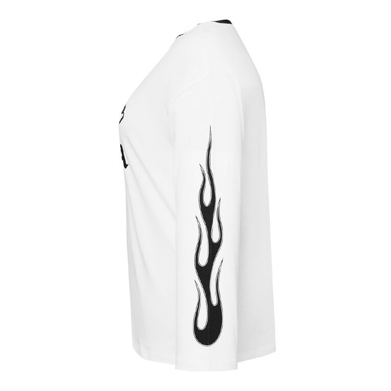 H&H Curve Women's Long Sleeve Oversized Graphic Tee, White, hi-res