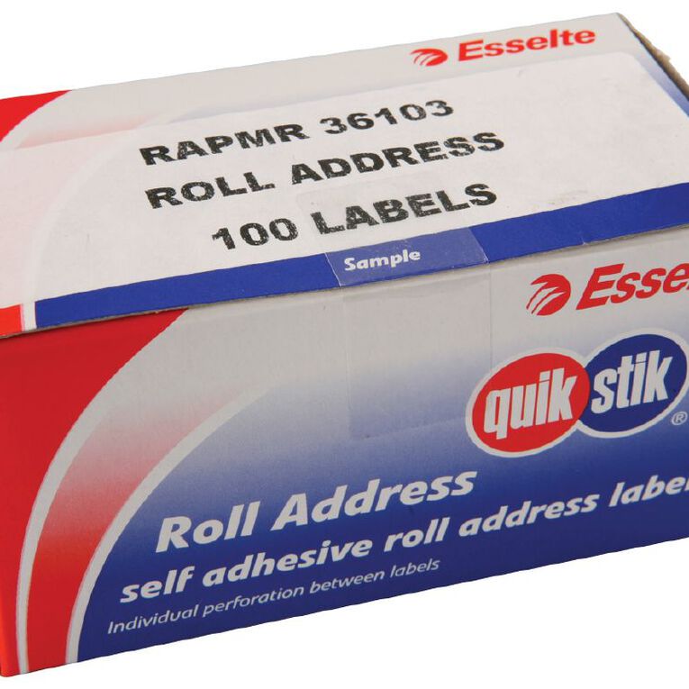 Quik Stik Labels Mr36103 36mm x 103mm 100 Pack White