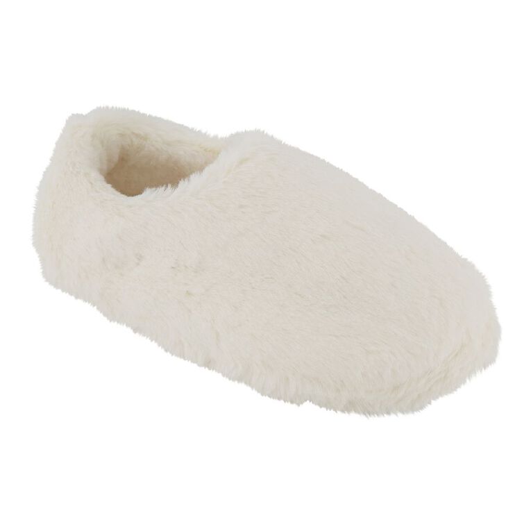 H&H Women's Fluffy Closed Slippers, Cream, hi-res