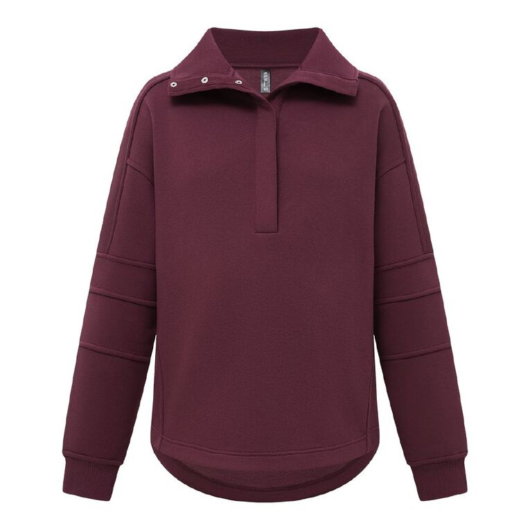 H&H Women's Nursing Friendly Long Sleeve Fleece, Red Dark, hi-res