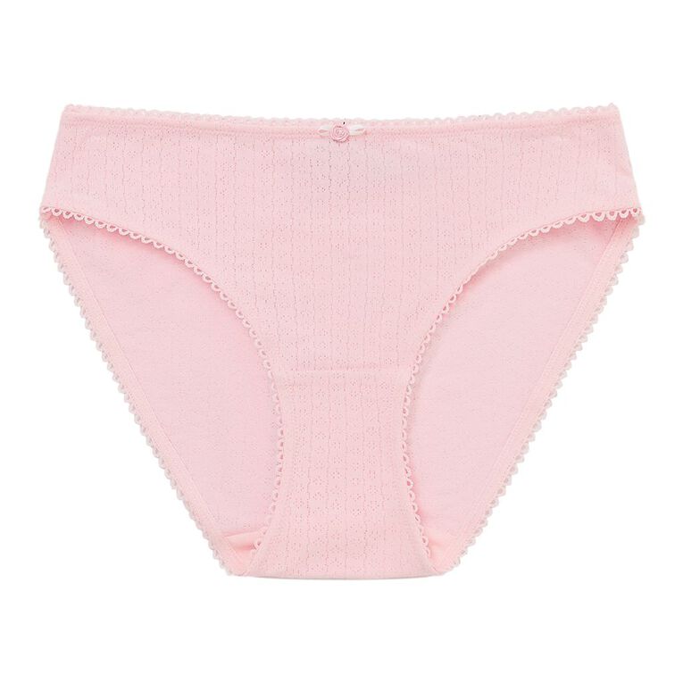 H&H Women's Pointelle Bikini Brief, Pink Light, hi-res