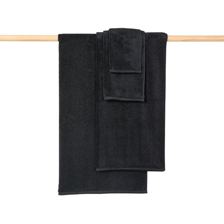 Living & Co Plush Plain Face Towel Black, , hi-res