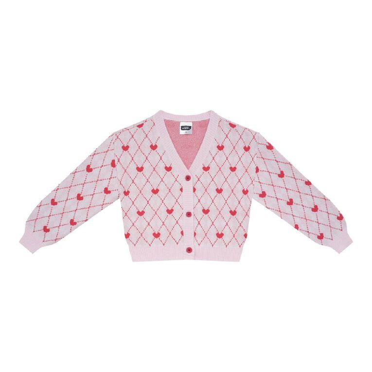 Young Original Jaquard Knit Cardigan, Pink Light, hi-res