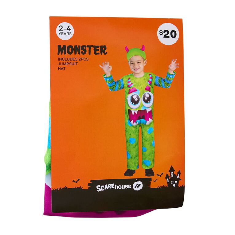 Scarehouse Monster Costume Green 2-4 Years, , hi-res