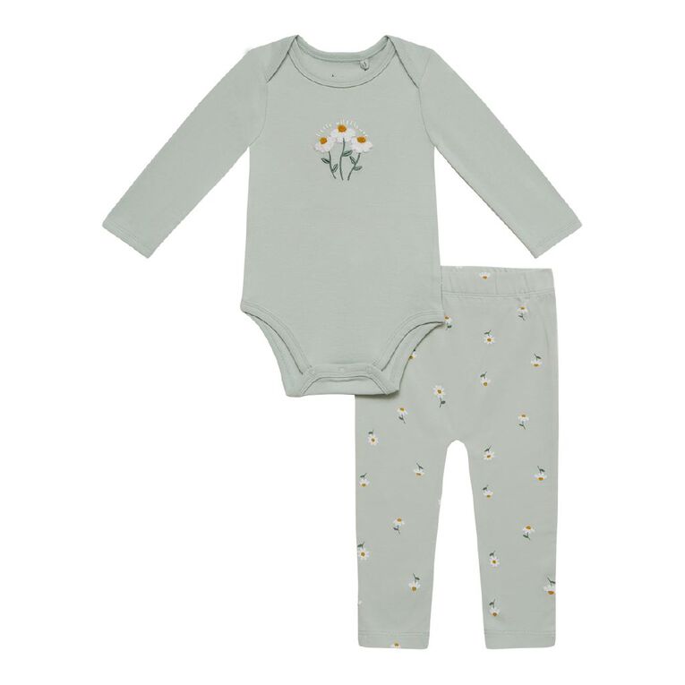 Young Original Babys' 2pc Bodysuit and Leggings Set, Blue Light DAISY, hi-res
