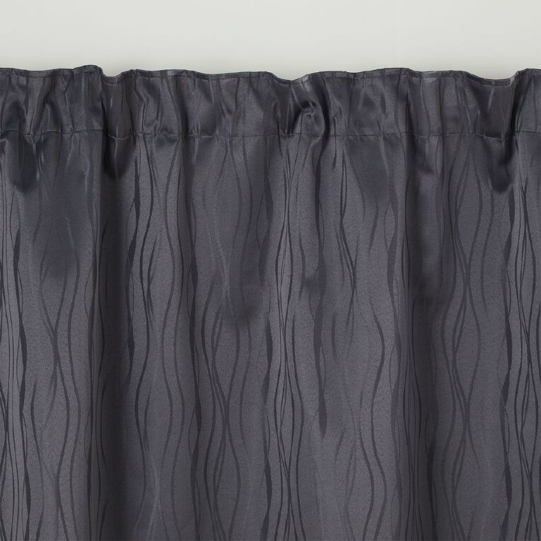 Living & Co Swirl Curtains Charcoal 230-330cm Wide/220cm Drop, Charcoal, hi-res