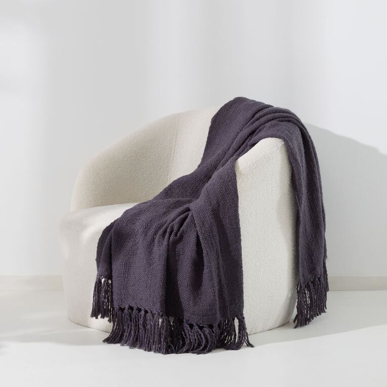 Living & Co Throw Chunky Weave Blue 127cm x 152cm, , hi-res