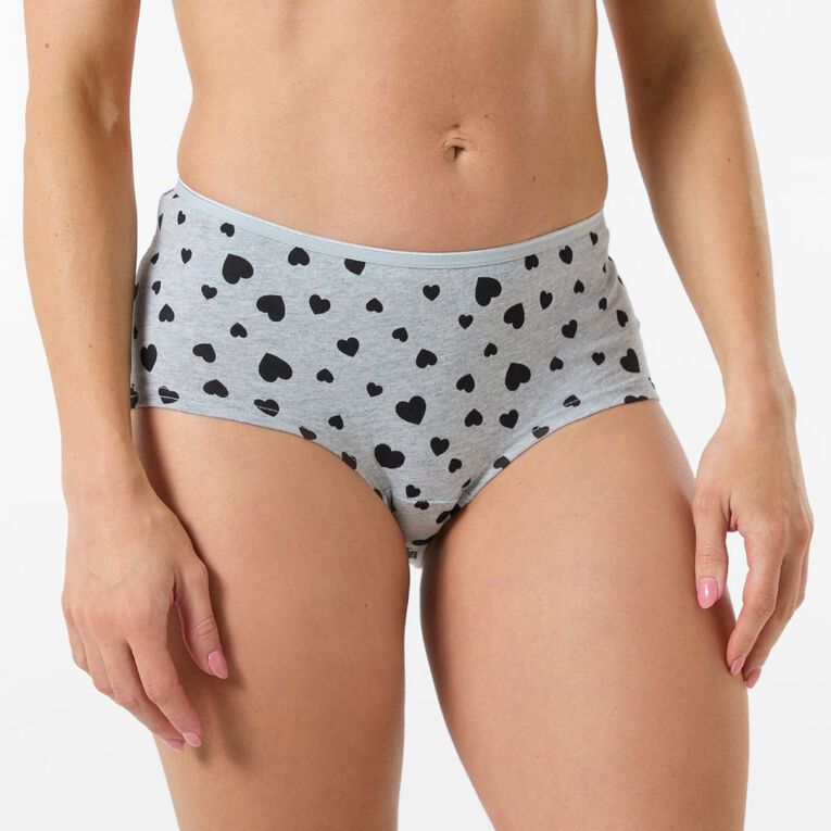 H&H Women's Shortie Briefs 5 Pack, Grey Marle, hi-res