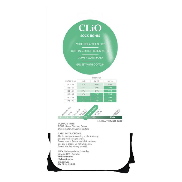 Clio Women's Tights 70 Denier 1 Pack, Black, hi-res
