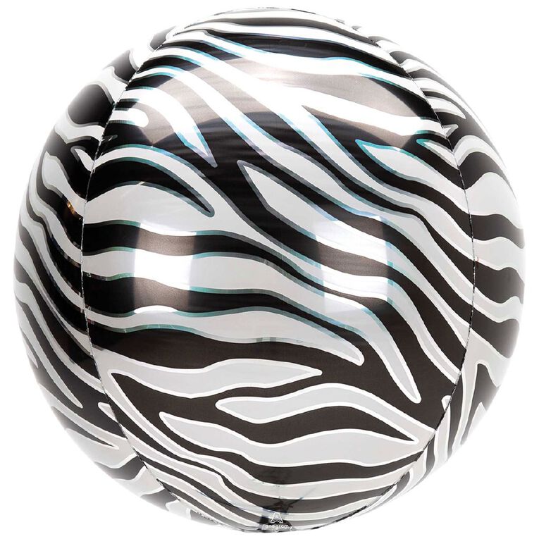 Anagram Zebra Print Foil Balloon Orbz 15in, , hi-res