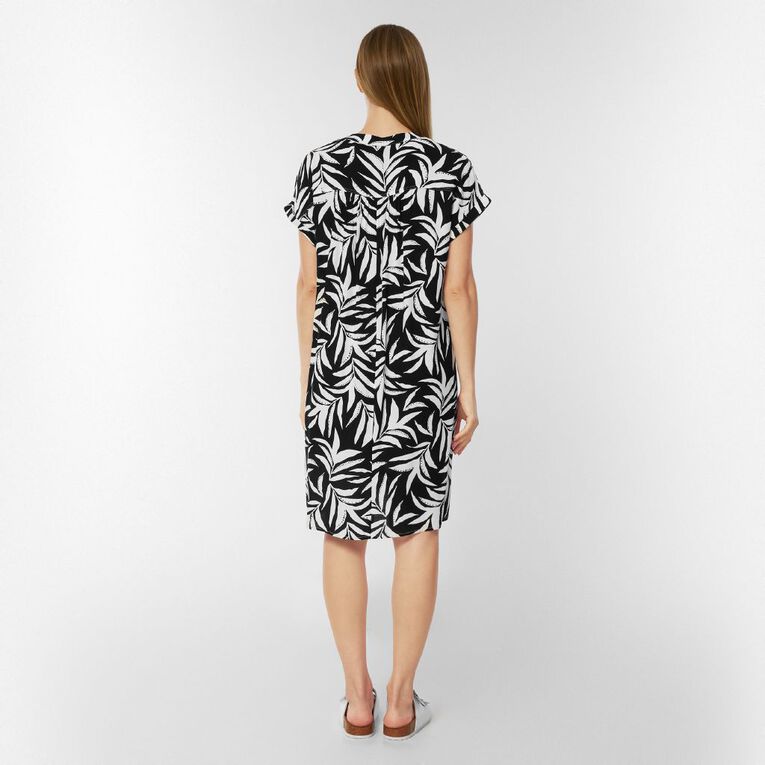 H&H Women's Short Sleeves Pop Over Tunic, Black/White, hi-res