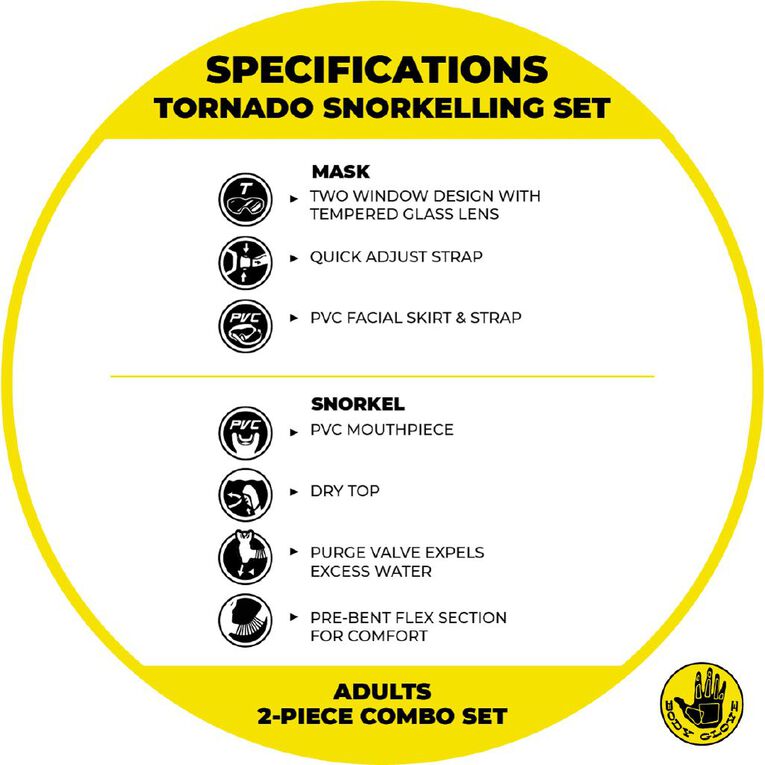Body Glove Adults Tornado Mask & Snorkel set, , hi-res