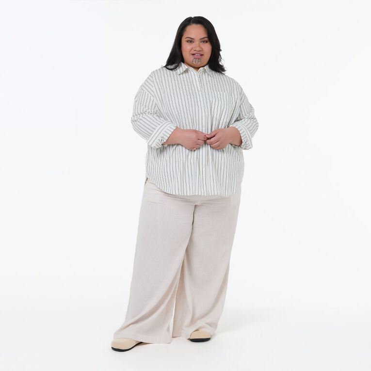 H&H Plus Women's Plus Everyday Cotton Shirt, Blue Mid, hi-res