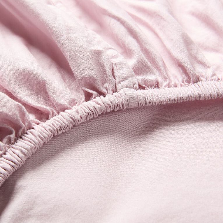 Living & Co 100% Washed Cotton Fitted Sheet Lilac Single, Lilac, hi-res