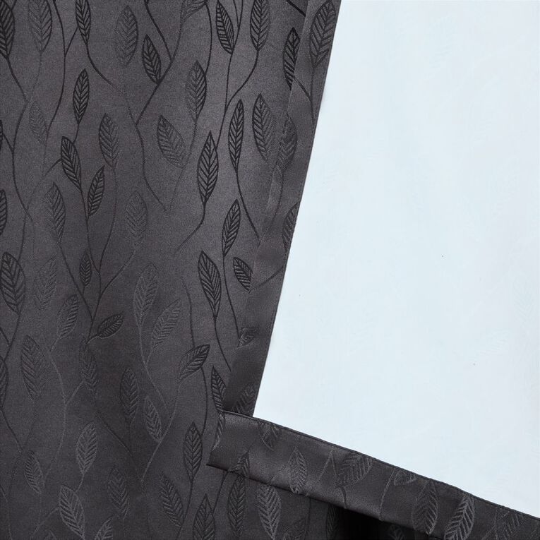 Living & Co Jardin Curtains Black 150-230cm Wide/160cm Drop, Black, hi-res