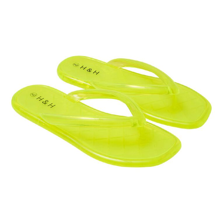 H&H Women's Coloured Jelly Beach Thongs, Lime, hi-res