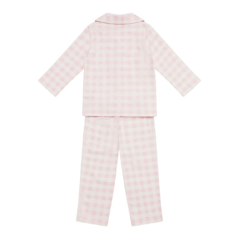 H&H Girls' Flannelette Button Up Pyjama Set, Pink Light, hi-res