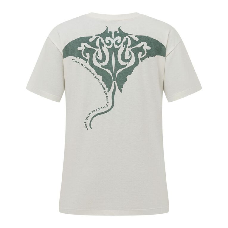 H&H Moana Women's Short Sleeve Moana Stingray Print Tee, Cream, hi-res