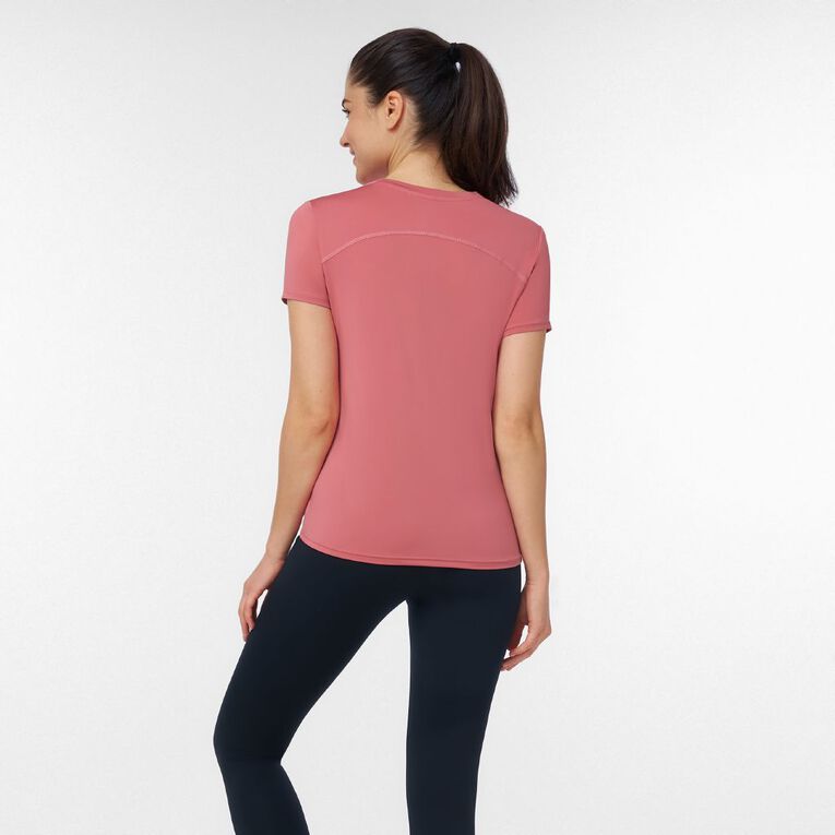 Active Intent Women's Short Sleeve Panel Tee, Red Mid, hi-res