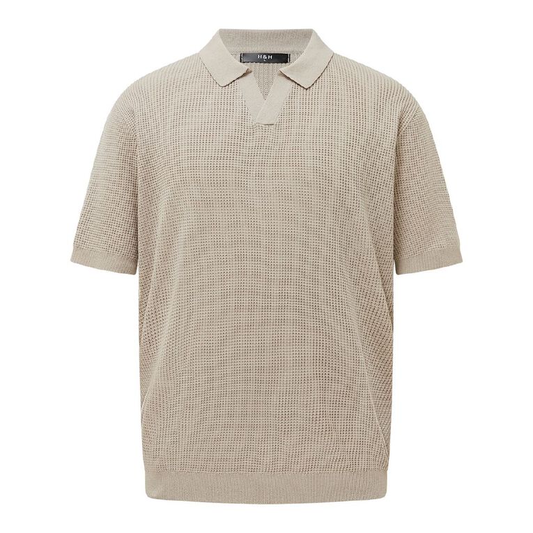 H&H Knitted Polo, Brown Light, hi-res