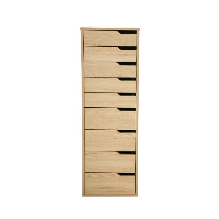 Living & Co Hael 9 Drawer Unit Oak Look, , hi-res