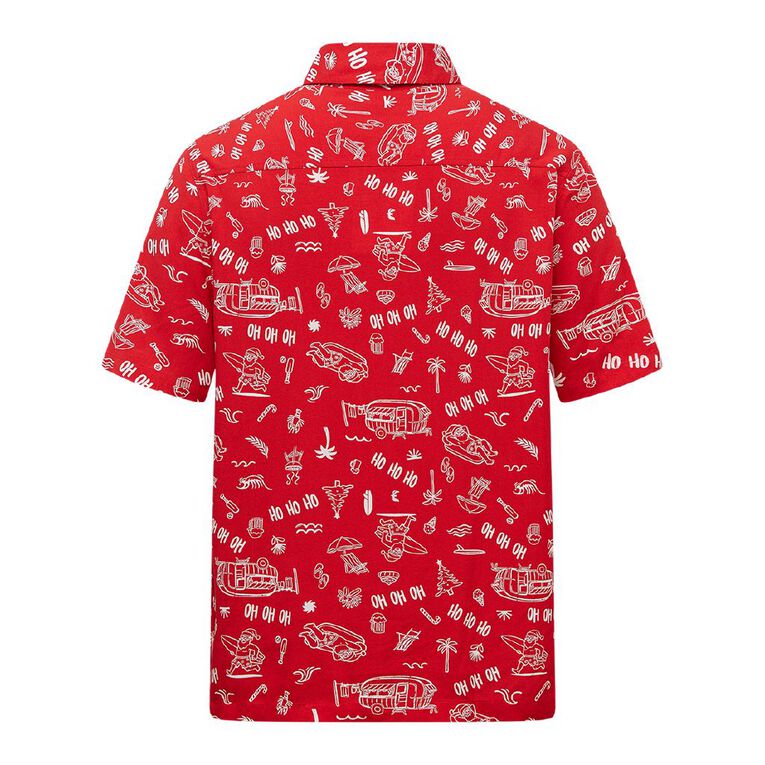 H&H Men's Short Sleeve Festive Shirt, Red, hi-res