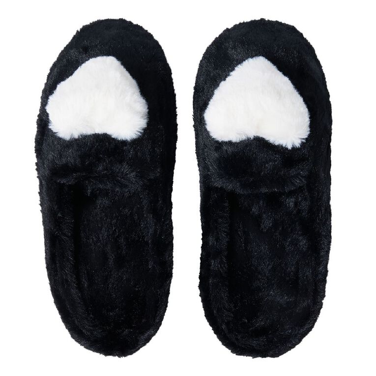 H&H Women's Heart Scuff Slippers, Black, hi-res