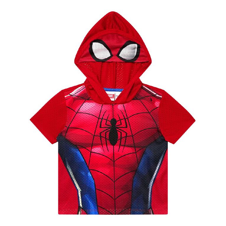 Spider-Man Preschool Hooded Mask Tee, Red Mid, hi-res