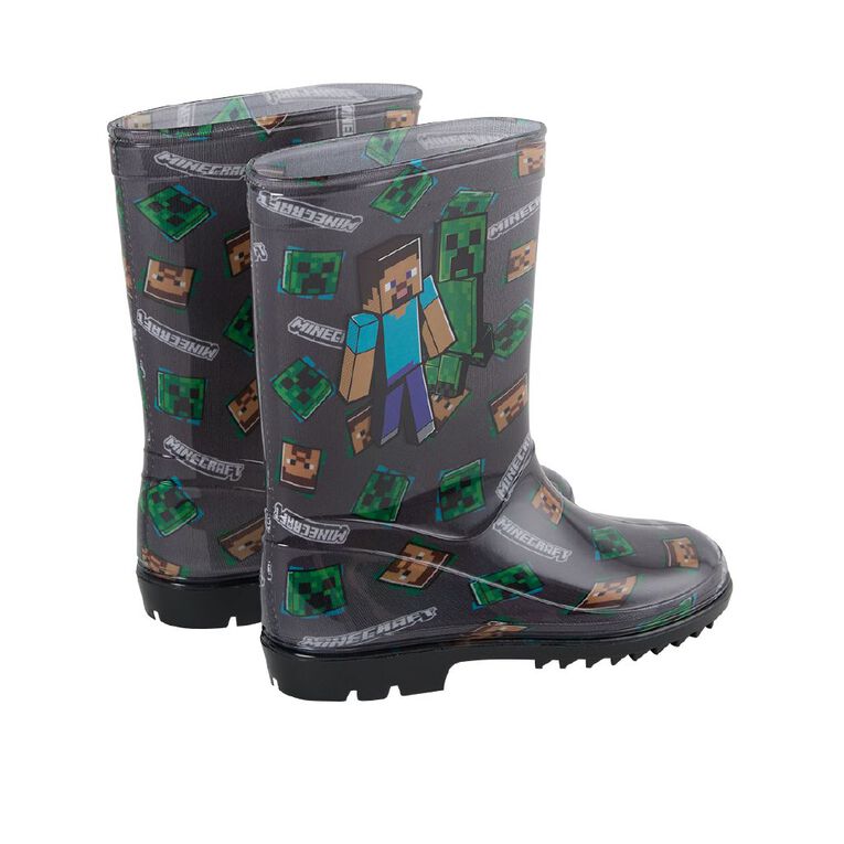 Minecraft Senior Kids' PVC Gumboots, Grey, hi-res