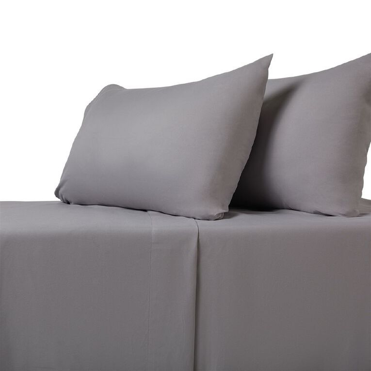 Living & Co Microfibre Sheet Set Grey Queen, Grey, hi-res