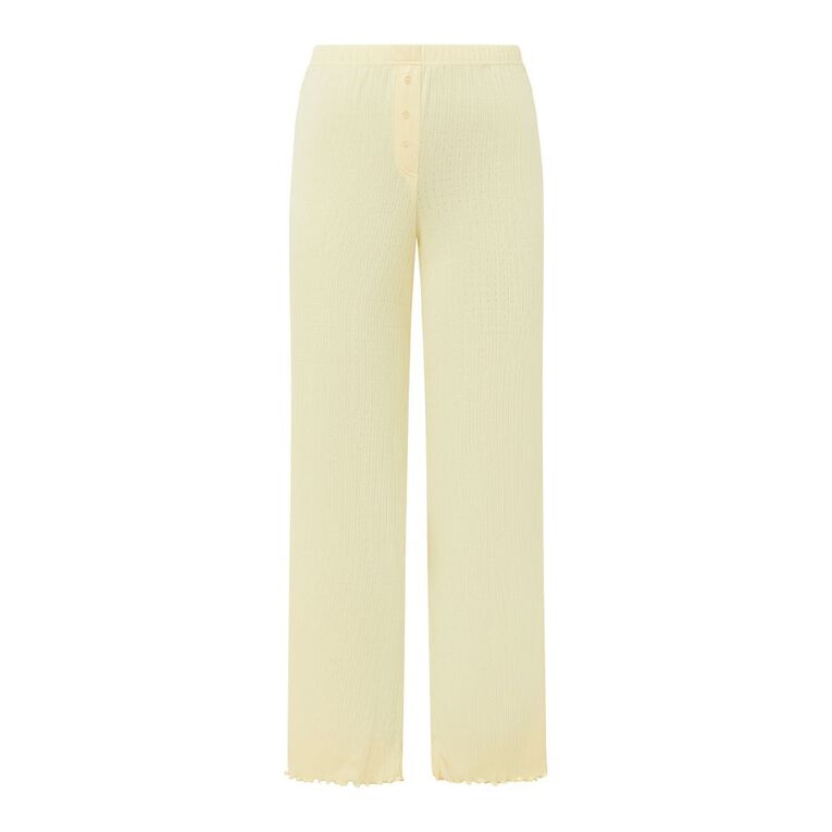 H&H Women's Pointelle Pyjama Pants, Yellow Light, hi-res