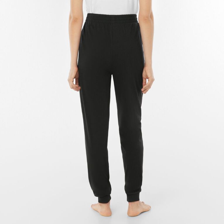 H&H Women's Knitted Cuffed Pyjama Pants, Black, hi-res
