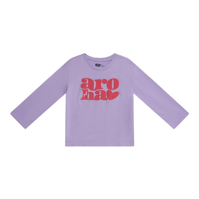 Young Original Relaxed Fit Long Sleeve Printed Tee, Purple Mid, hi-res