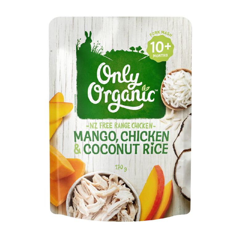 Only Organic Mango Chicken & Coconut Rice 10+ Months 170g, , hi-res