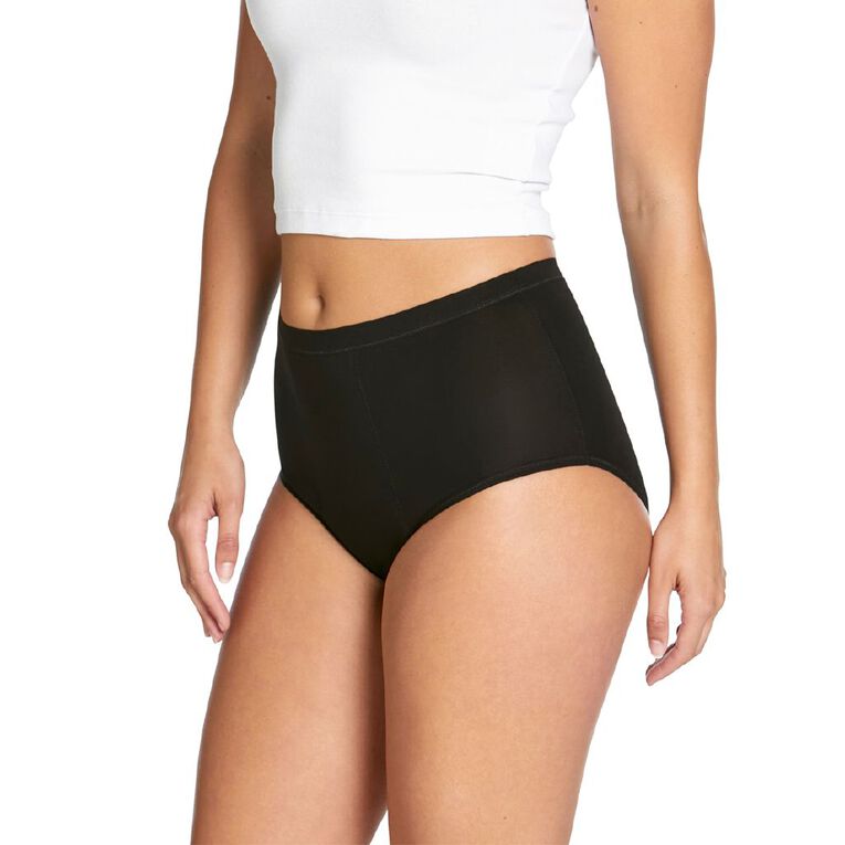 Love Luna Period Full Briefs, Black, hi-res