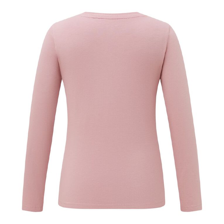 H&H Women's Stretch Long Sleeve V Neck Tee, Pink Light, hi-res