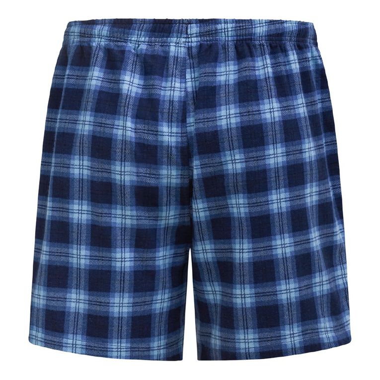 H&H Men's Flanelette Pyjama Shorts, Blue Dark, hi-res